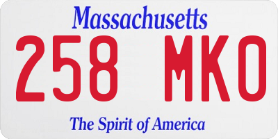 MA license plate 258MK0