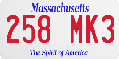 MA license plate 258MK3