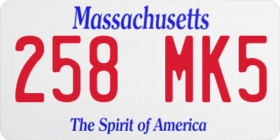 MA license plate 258MK5
