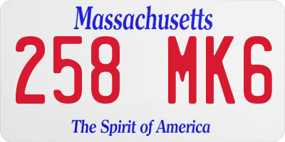 MA license plate 258MK6