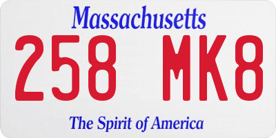 MA license plate 258MK8