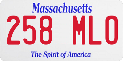 MA license plate 258ML0