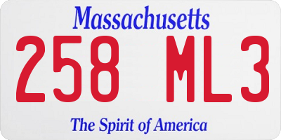 MA license plate 258ML3