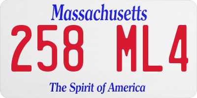 MA license plate 258ML4