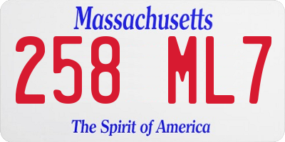 MA license plate 258ML7