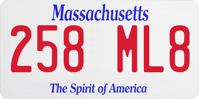 MA license plate 258ML8