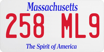 MA license plate 258ML9