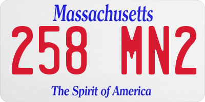 MA license plate 258MN2