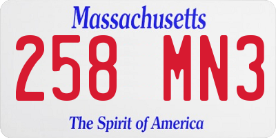 MA license plate 258MN3