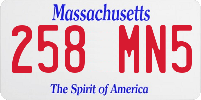 MA license plate 258MN5
