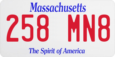 MA license plate 258MN8