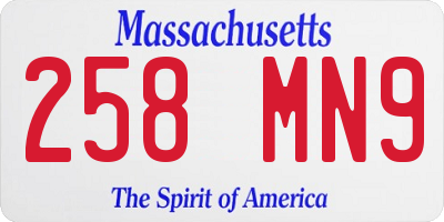 MA license plate 258MN9