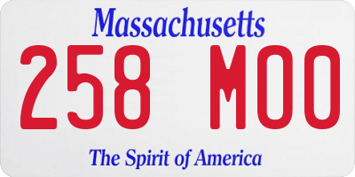 MA license plate 258MO0