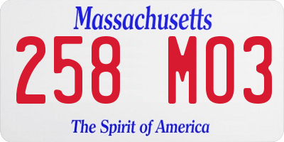 MA license plate 258MO3