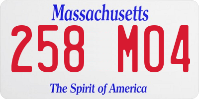 MA license plate 258MO4