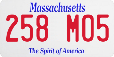 MA license plate 258MO5