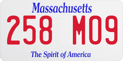 MA license plate 258MO9