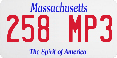 MA license plate 258MP3
