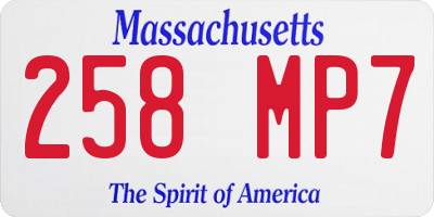 MA license plate 258MP7