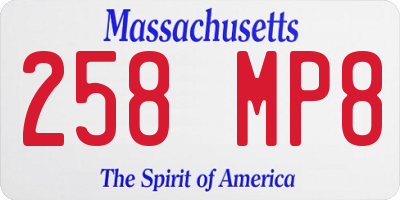 MA license plate 258MP8