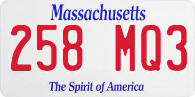 MA license plate 258MQ3