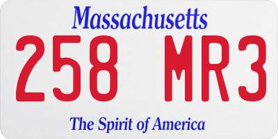 MA license plate 258MR3