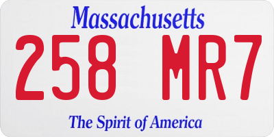 MA license plate 258MR7