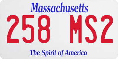 MA license plate 258MS2