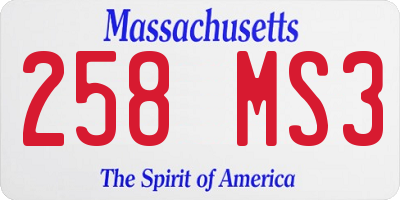 MA license plate 258MS3