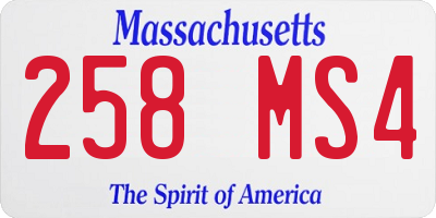 MA license plate 258MS4