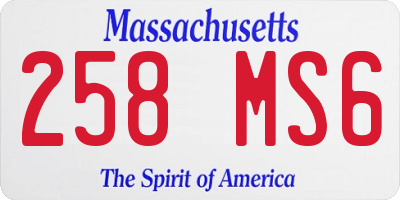 MA license plate 258MS6