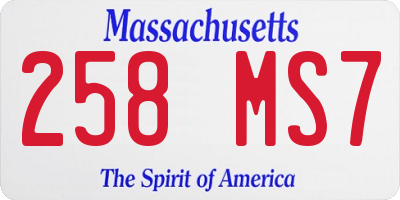 MA license plate 258MS7