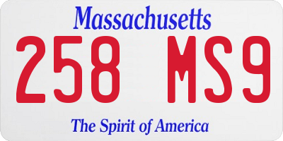 MA license plate 258MS9
