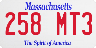 MA license plate 258MT3