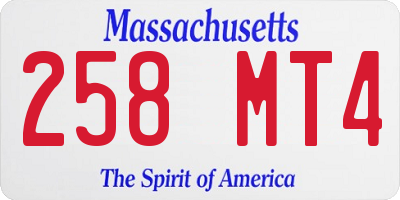 MA license plate 258MT4