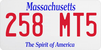 MA license plate 258MT5
