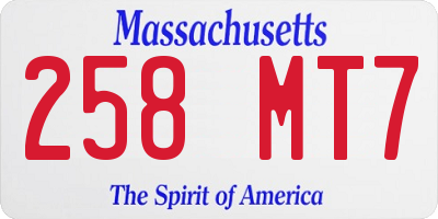 MA license plate 258MT7