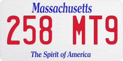 MA license plate 258MT9