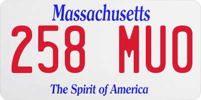 MA license plate 258MU0