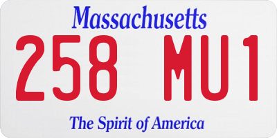 MA license plate 258MU1