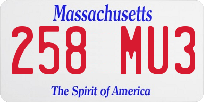 MA license plate 258MU3