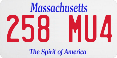 MA license plate 258MU4