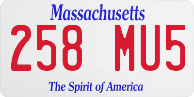 MA license plate 258MU5