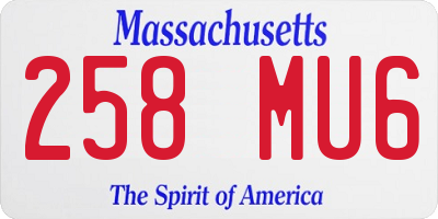 MA license plate 258MU6