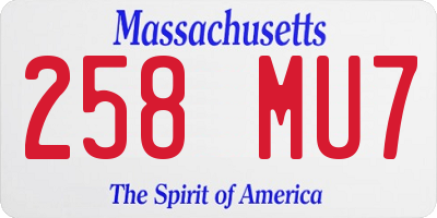 MA license plate 258MU7