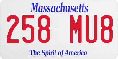 MA license plate 258MU8