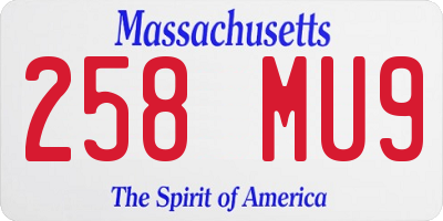 MA license plate 258MU9