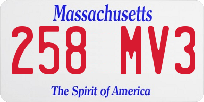 MA license plate 258MV3