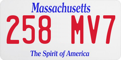 MA license plate 258MV7