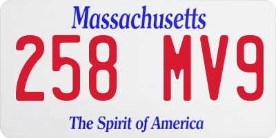MA license plate 258MV9